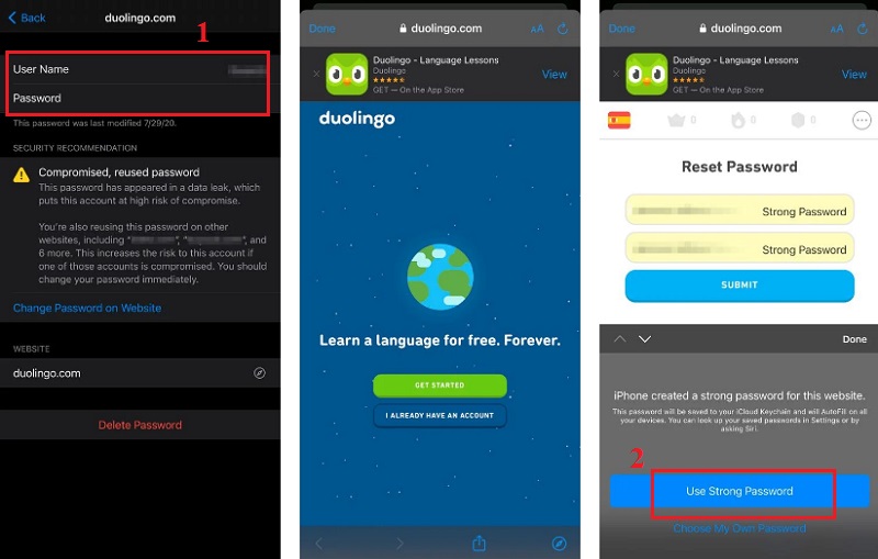 Cách thay đổi mật khẩu khi nhận được thông báo rò rỉ mật khẩu trên iPhone