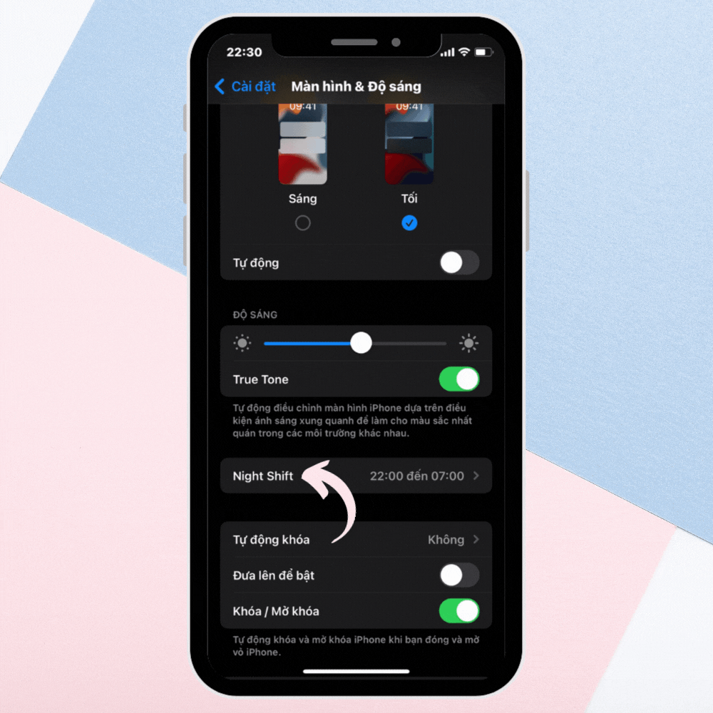 Tắt Chế độ ban đêm (Night Shift) 