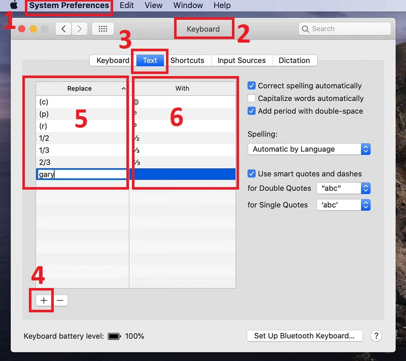 Tạo ký hiệu phím tắt thay thế văn bản hoặc cụm từ trên máy mac 