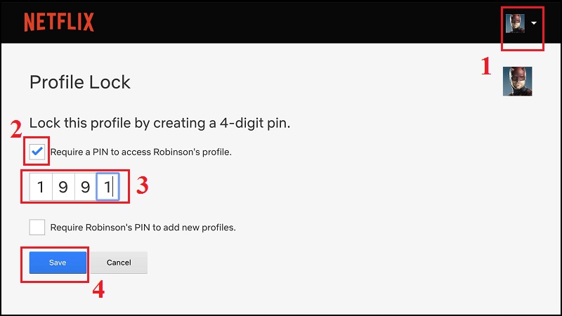 Khóa tài khoản profile Netflix