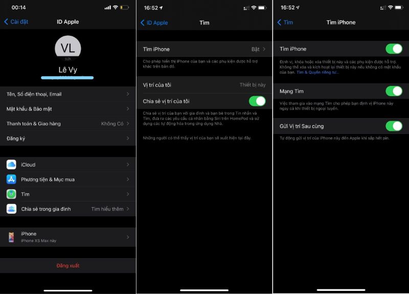 kích hoạt tìm iphone
