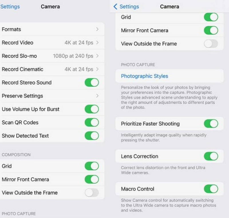 Tùy chỉnh các chức năng cài đặt camera 