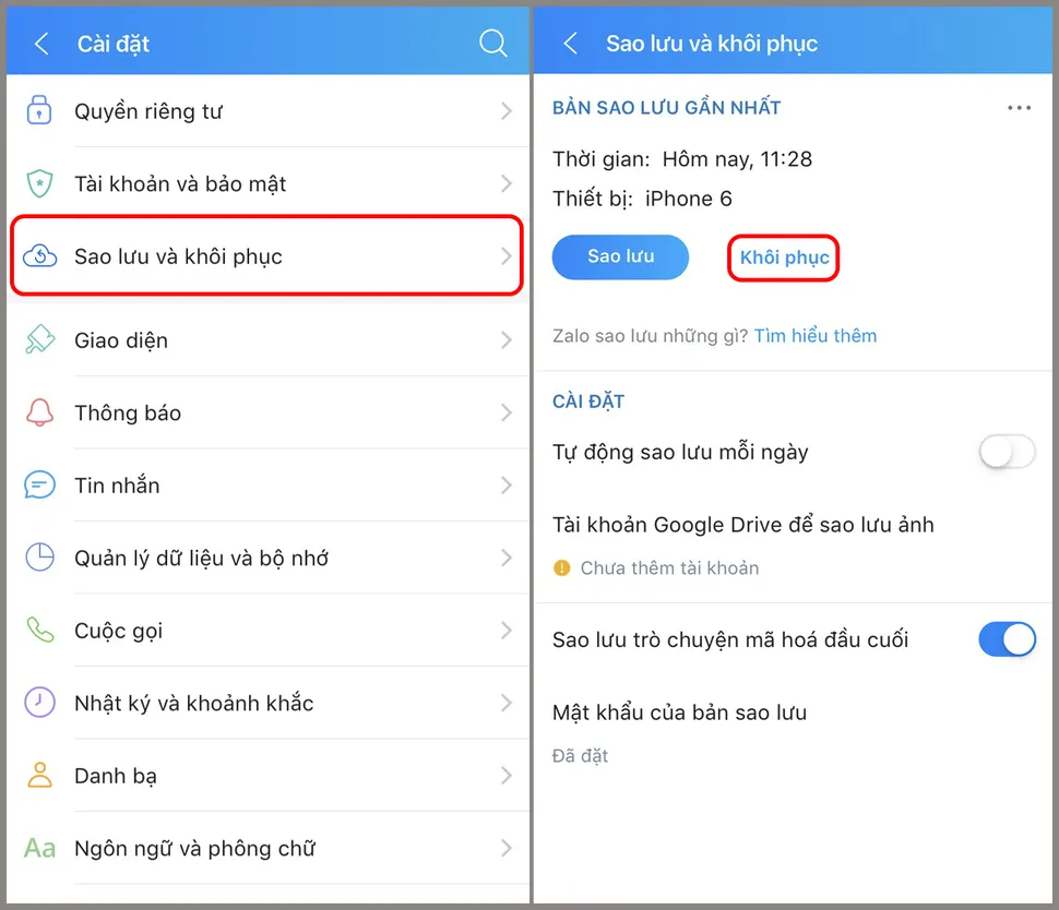 Cách khôi phục hình ảnh Zalo trên iPhone