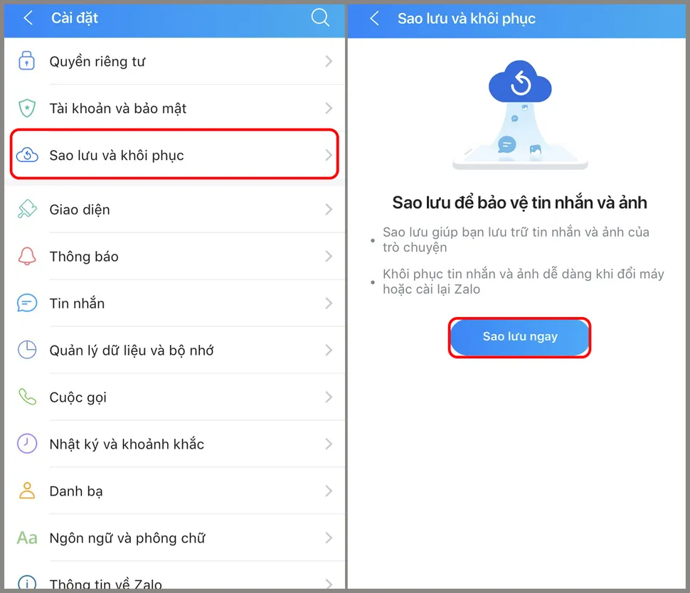 Cách khôi phục hình ảnh Zalo trên iPhone