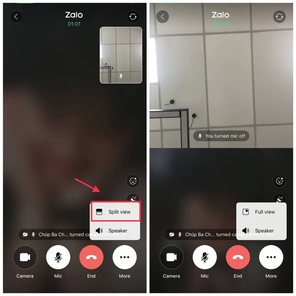 Làm sao để chia đôi màn hình khi video call zalo