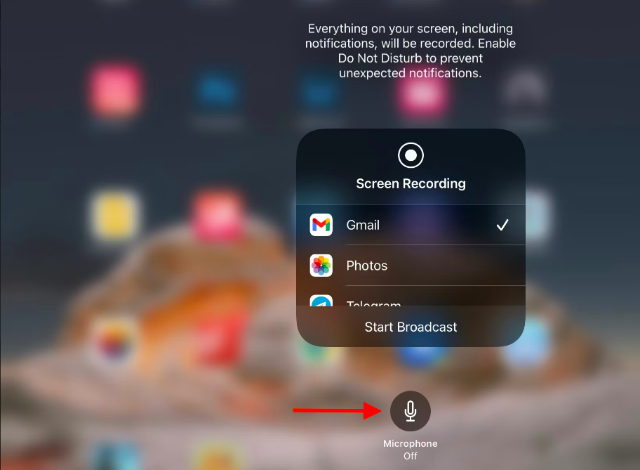 Sử dụng phím tắt Screen recording từ Trung tâm điều khiển