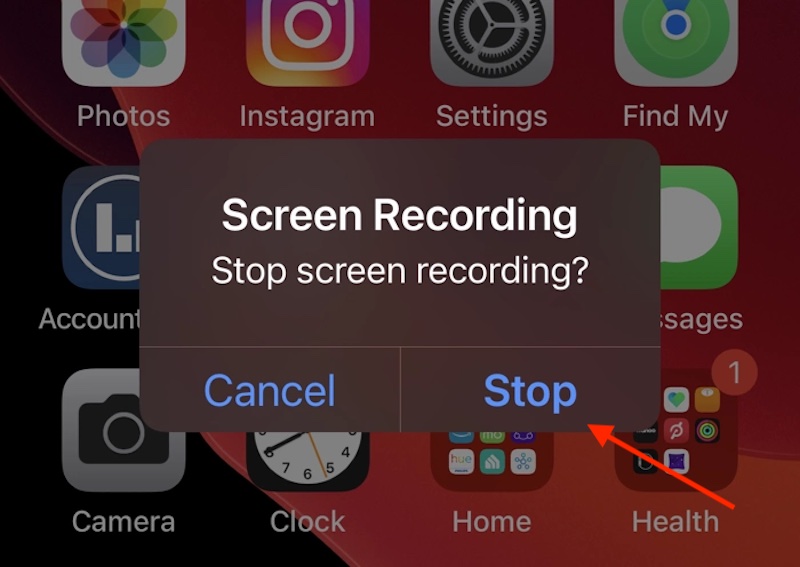 Sử dụng phím tắt Screen recording từ Trung tâm điều khiển