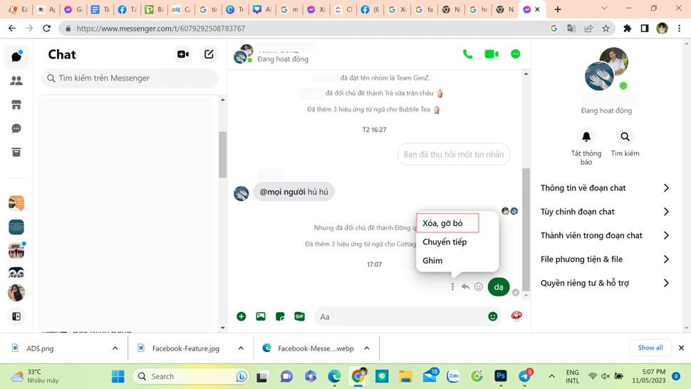 Làm thế nào để gỡ bỏ hoặc thu hồi tin nhắn trên Messenger?