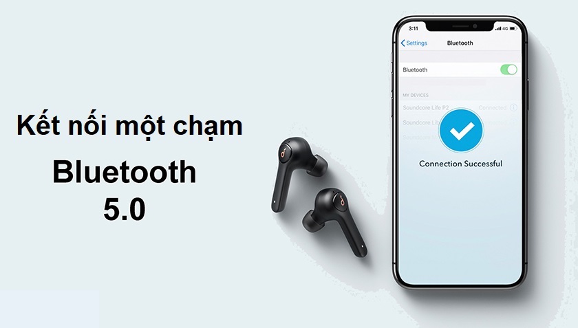 Tai nghe Bluetooth Anker SoundCore Life P2 A3919 công nghệ Bluetooth 5.0 kết nối một chạm