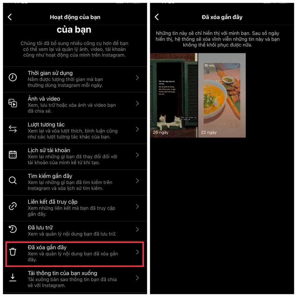 Lỡ xoá story trên Instagram, làm cách này để khôi phục