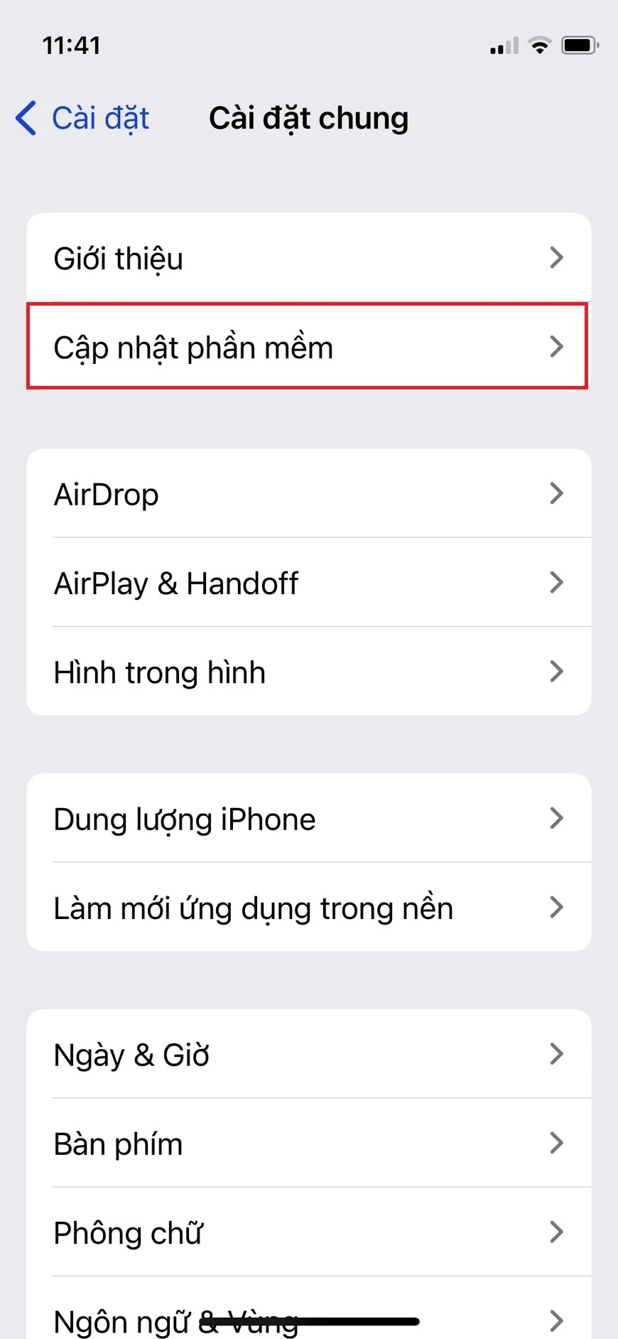 Cập nhập lại phần mềm 