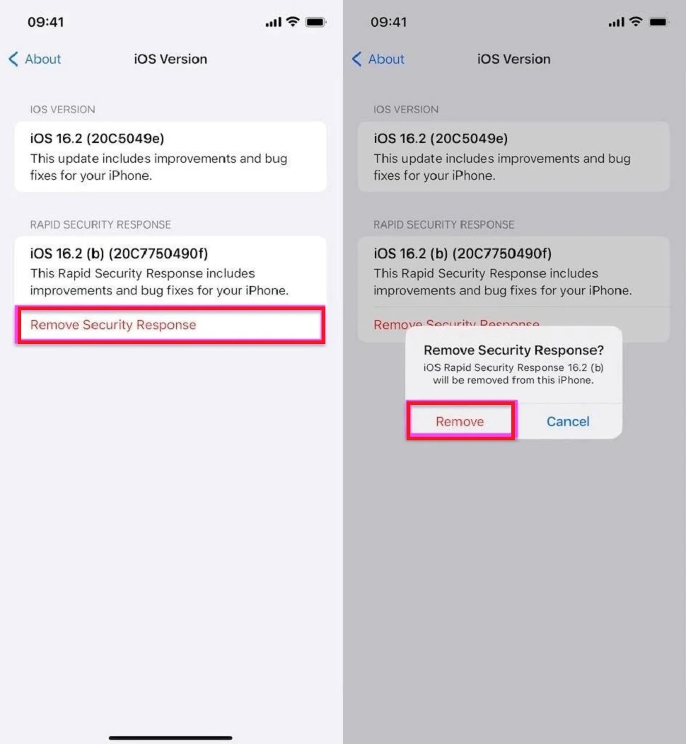 Gỡ bỏ bản cập nhập phần mềm 