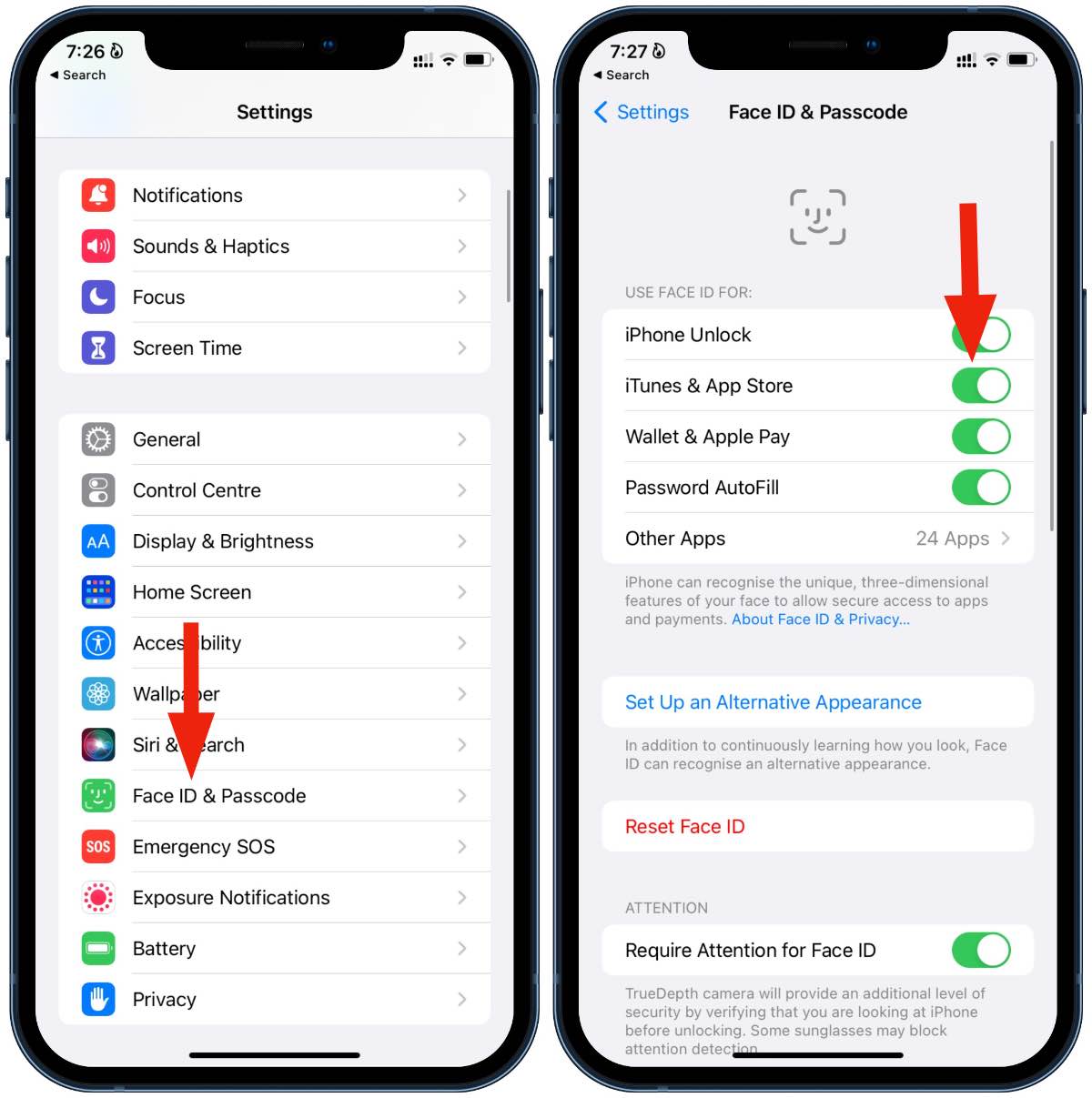 vô hiệu hóa tính năng mua iTunes bằng faceID