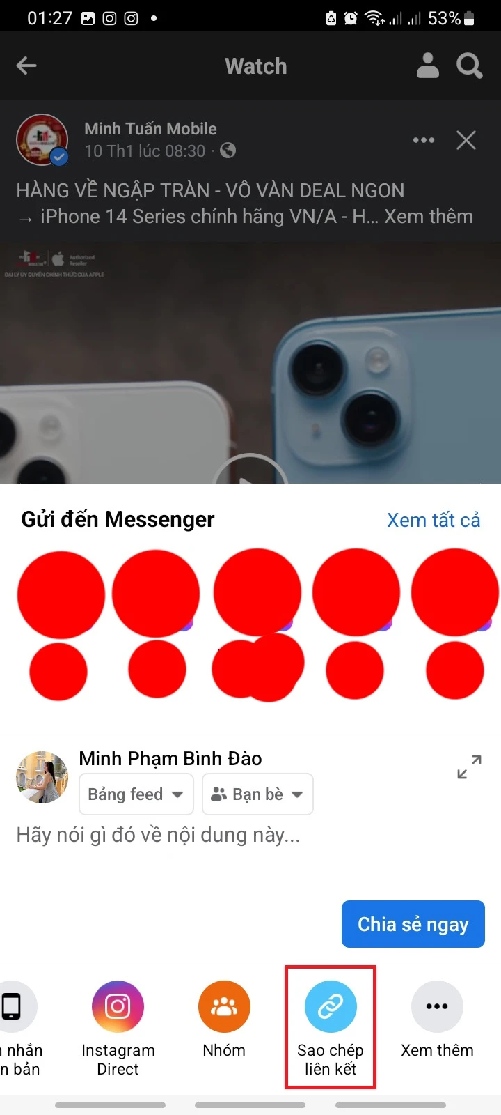 Bước 2: Bạn mở trình duyệt Chrome trên điện thoại. Sau đó dán liên kết bạn vừa sao chép từ video trên Facebook.