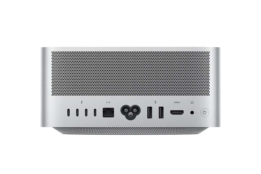 Mac Studio M1 Ultra 2022 có 4 cổng Thunderbolt 4, cổng Ethernet 10 gigabit, HDMI 2.0, 2 cổng USB-A và giắc cắm tai nghe. Ngoài ra ở phía trước có thêm 2 cổng Thunderbolt 4 và một khe cắm thẻ nhớ SD.