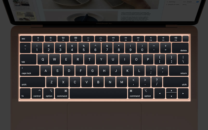 MacBook Air 2018 bàn phím giảm tiếng ồn