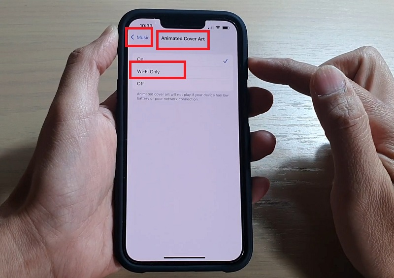 Tắt hiệu ứng động bài hát trên Apple Music khi sử dụng dữ liệu di động