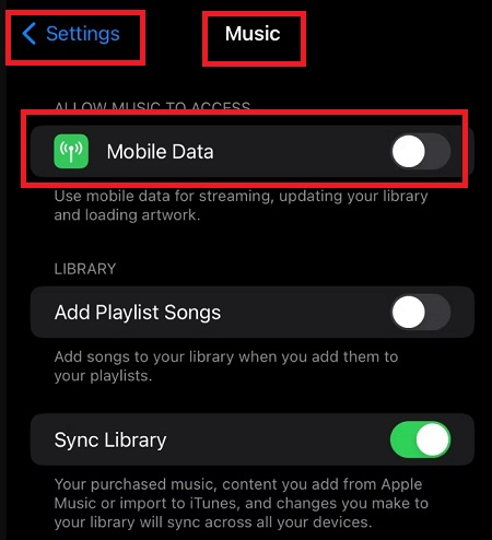 Chặn Apple Music truy cập vào dữ liệu di động