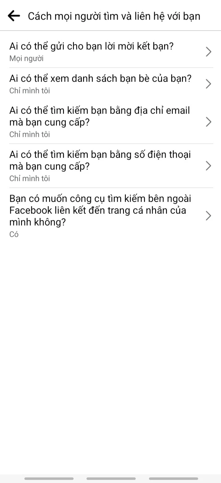 Hạn chế người khác tìm kiếm và liên lạc với bạn