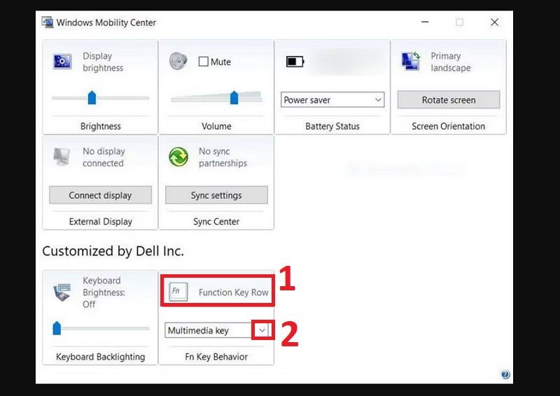 Sử dụng Windows Mobility Center để khóa hoặc mở khóa phím chức năng Fn 