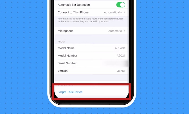 Hủy ghép nối Airpods với thiết bị điện tử 