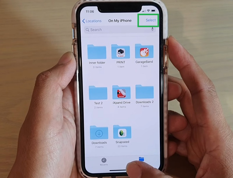 chọn tùy chọn Select (Chọn)