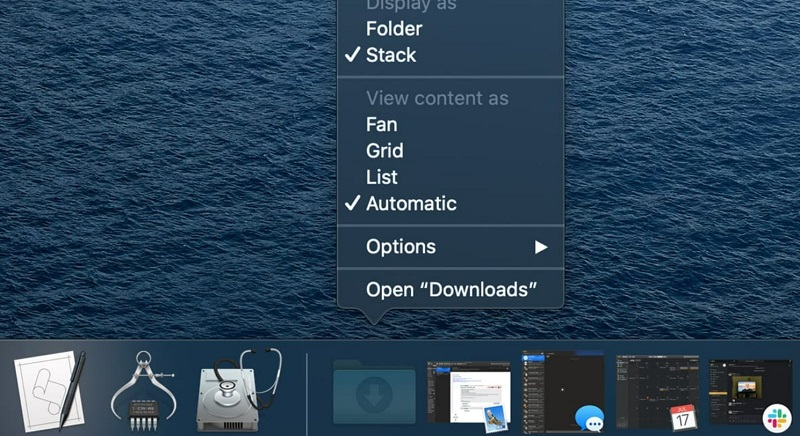 Sử dụng Stack trên thanh Dock để sắp xếp tệp gọn gàng 