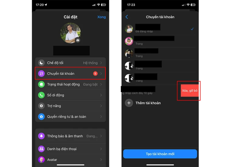 Mẹo xoá tài khoản Messenger trên iPhone