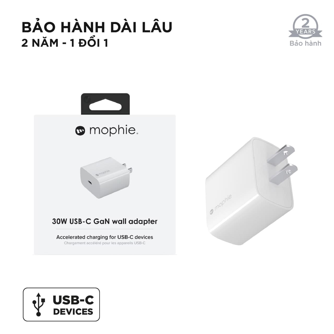 Cốc sạc nhanh Mophie 30W Type-C PD GaN