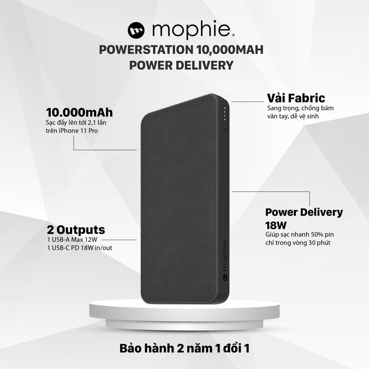 Pin sạc dự phòng Mophie 10.000 mAh Powerstation Power Delivery