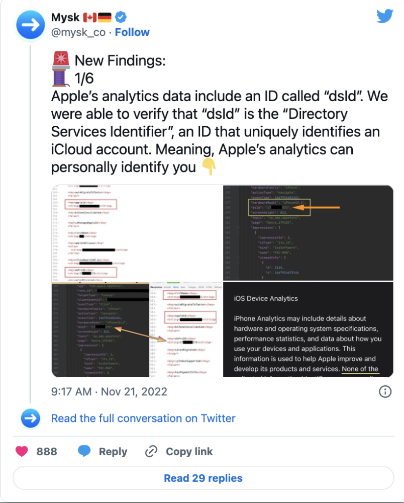 Mysk chia sẻ trên Twitter