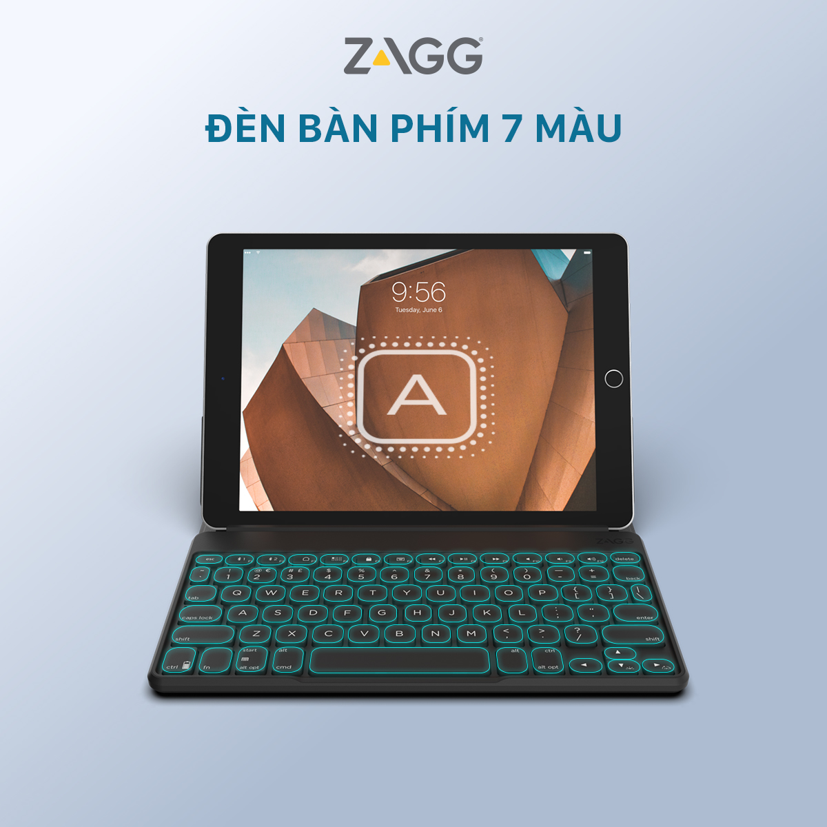 Bàn phím ZAGG 7 màu Backlit Keyboard Fabric Stand Flex