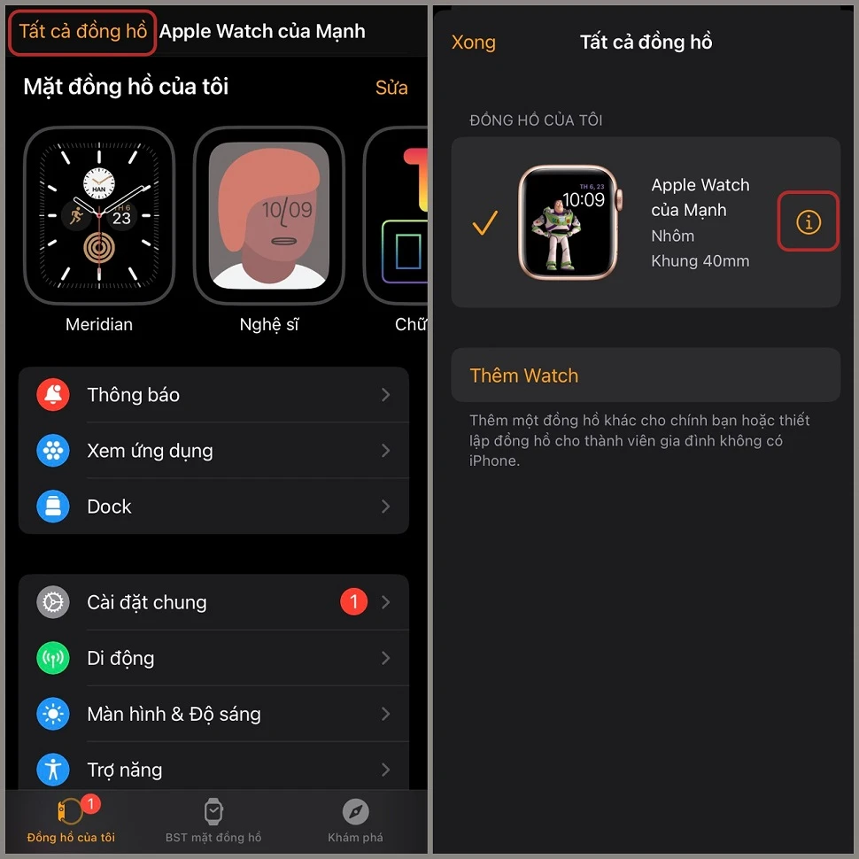 Hủy Ghép đôi với Apple Watch trên iPhone