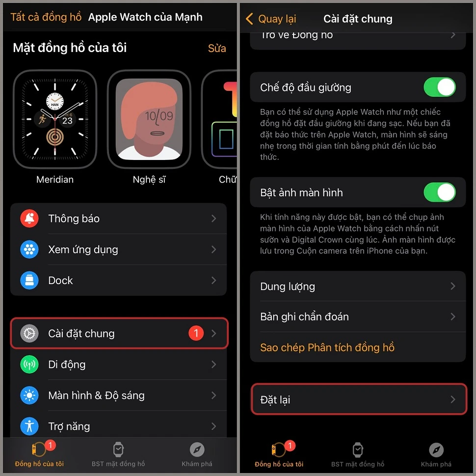 Khôi phục cài đặt gốc Apple Watch 