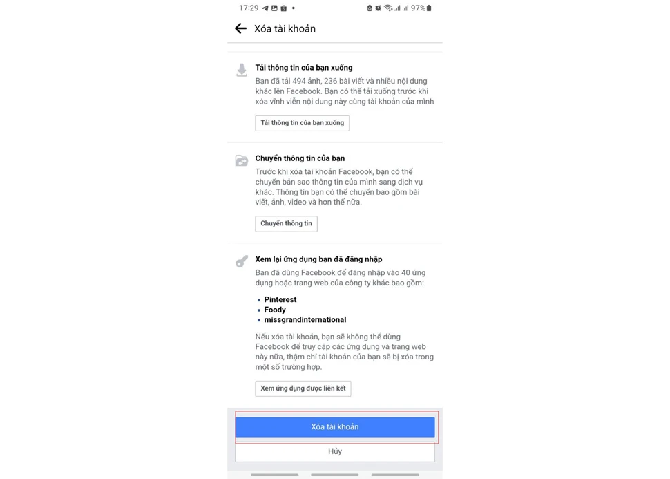Những điều cần làm khi muốn xóa tài khoản Faceook vĩnh viễn