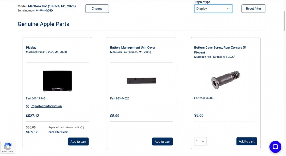 Nhận các công cụ và bộ phận