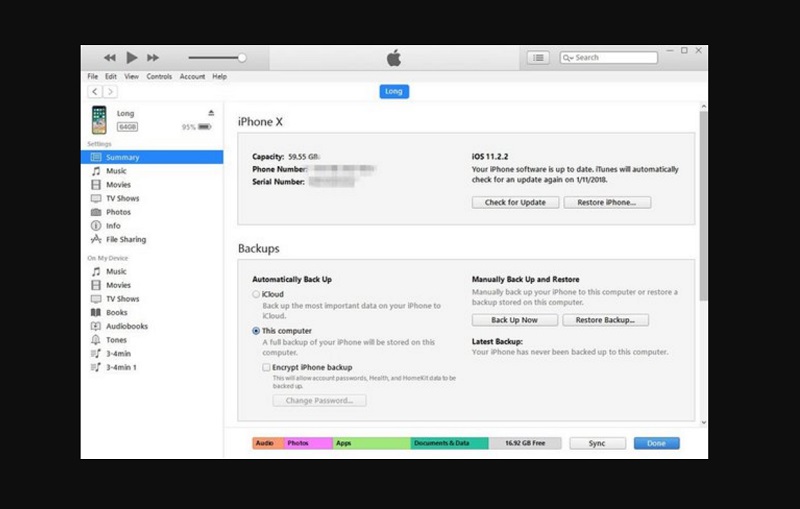 Sao lưu và reset bằng iTunes