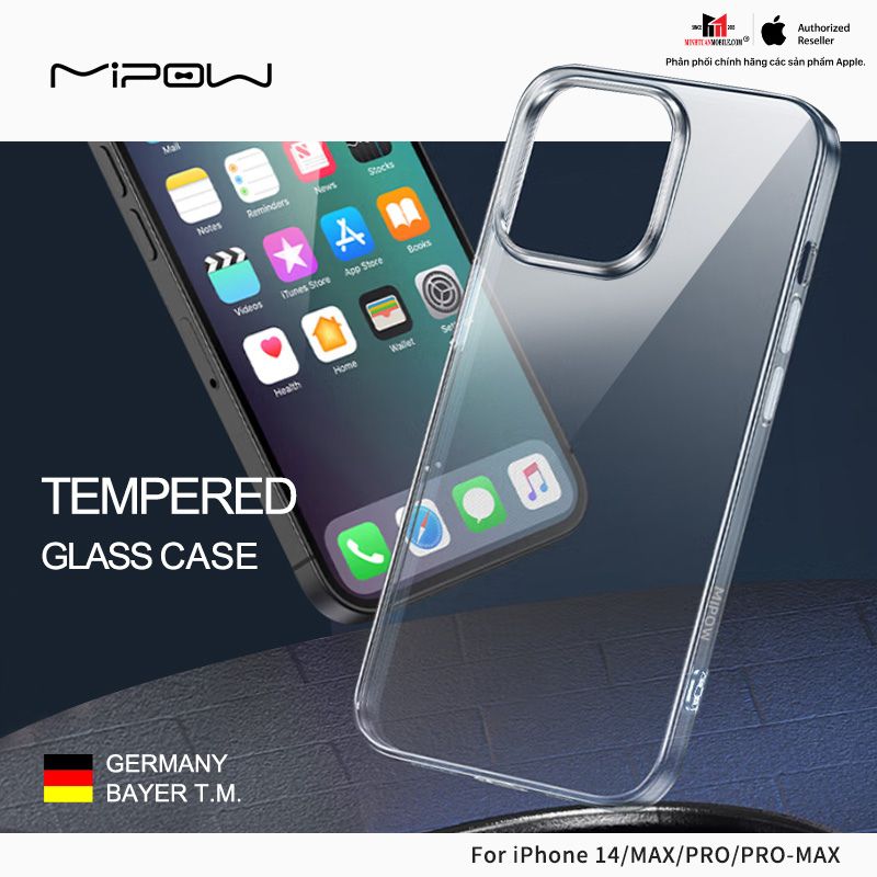 Ốp lưng iPhone 14 Mipow Tempered Glass Transparent PS34
