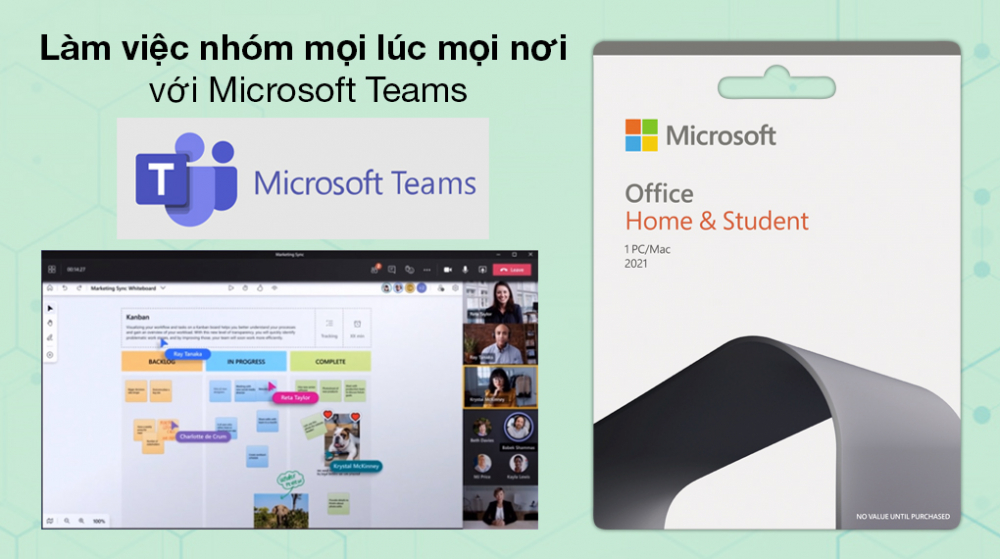 Ứng dụng Microsoft Teams cho phép bạn có thể trò chuyện, video call, chia sẻ tệp tin trong cuộc họp mọi lúc. Tiện lợi làm việc online cùng team nhờ dung lượng lưu trữ đám mây miễn phí được tích hợp.&nbsp;
