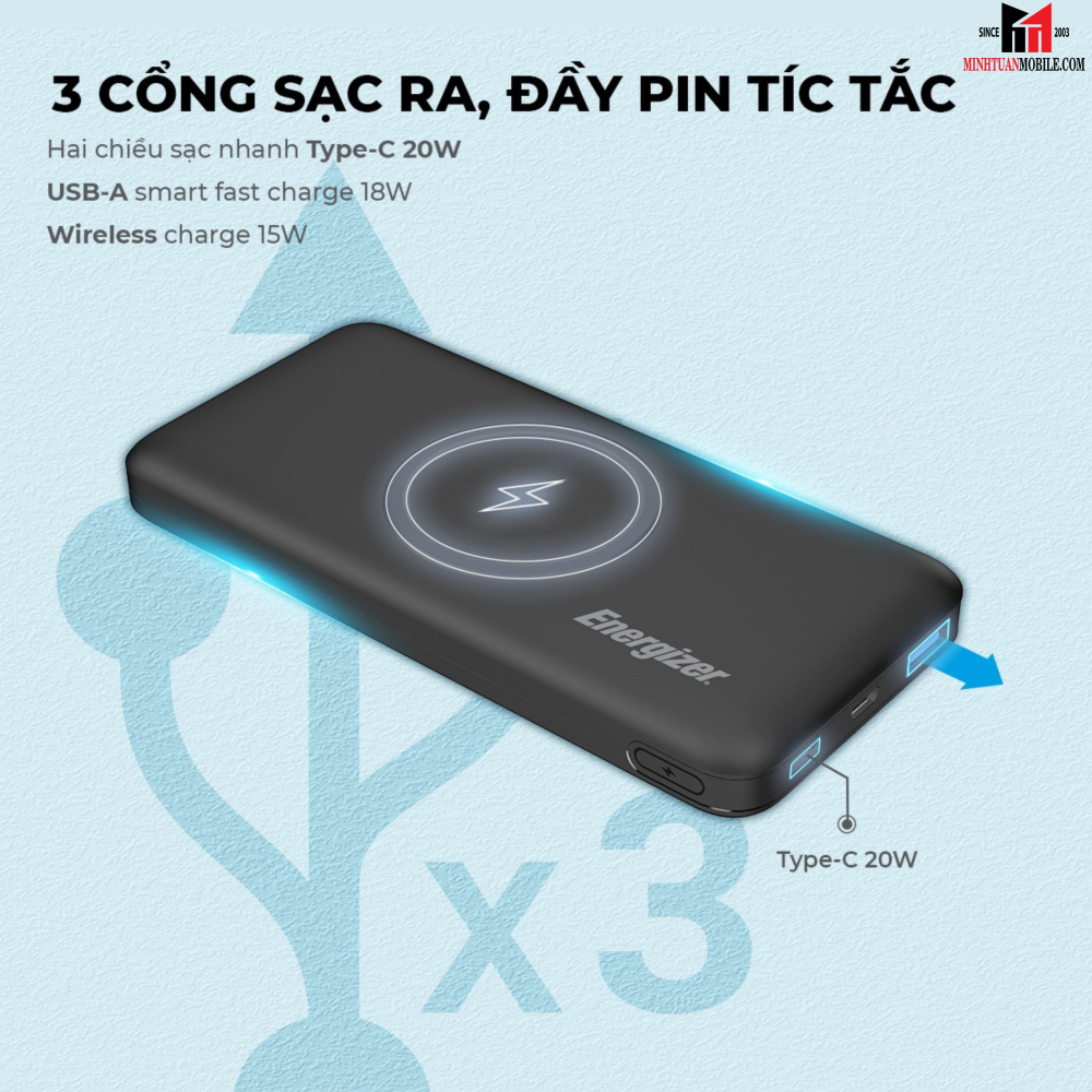Pin sạc dự phòng Energizer 10.000 mAh QE10013PQ
