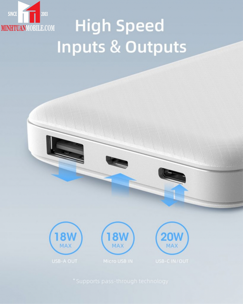 Pin sạc dự phòng Innostyle PowerMax 10.000 mAh PD QC 3.0 20W IP20PD