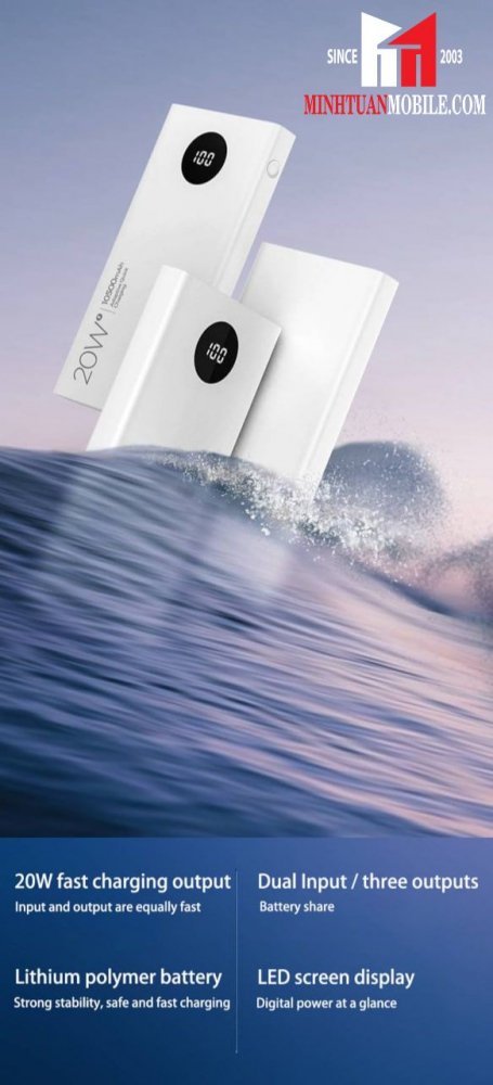 Pin sạc dự phòng Pisen 10.500 mAh 20W QUICK PowerU LED Ultra