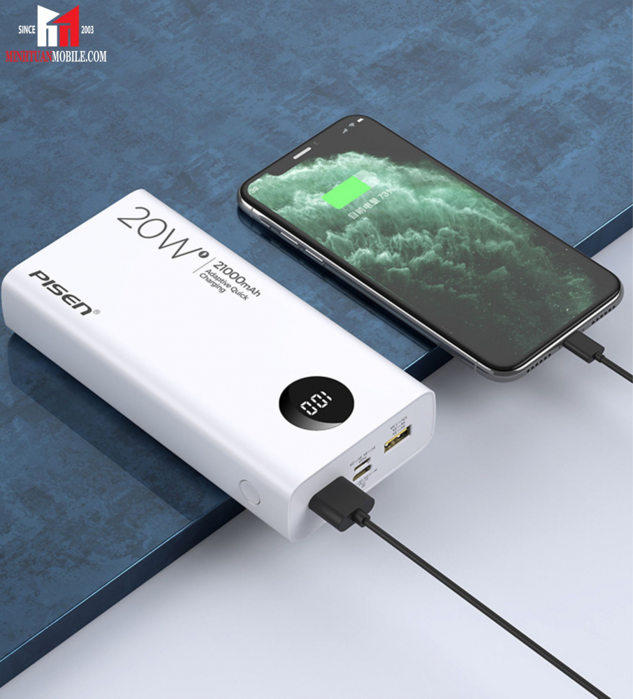 Pin sạc dự phòng Pisen 21.000mAh 20W Quick (LED) D298
