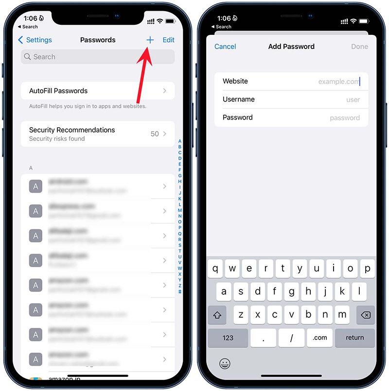 Thêm thông tin đăng nhập mới