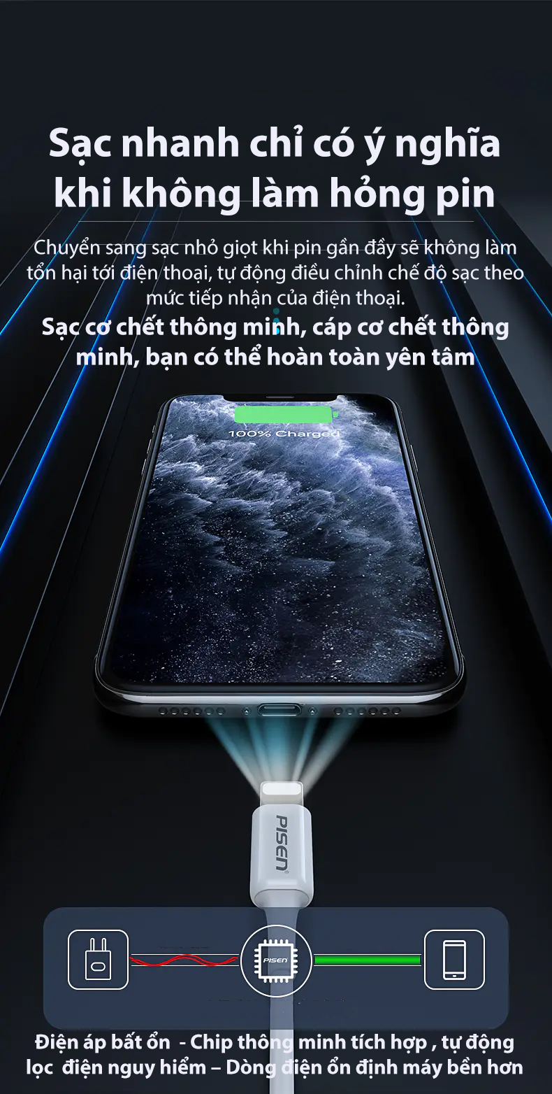 Bộ cốc cáp Type-C Pisen Quick PD 20W