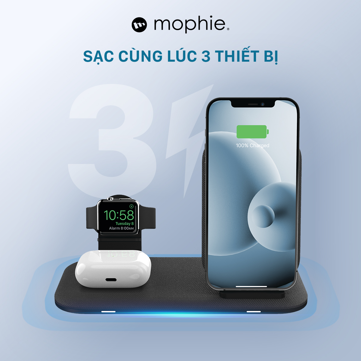 sạc cùng lúc 3 thiết bị