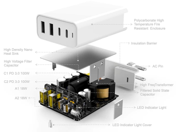 Sạc 4 cổng HyperJuice GaN 100W Smallest HJ-GAN100
