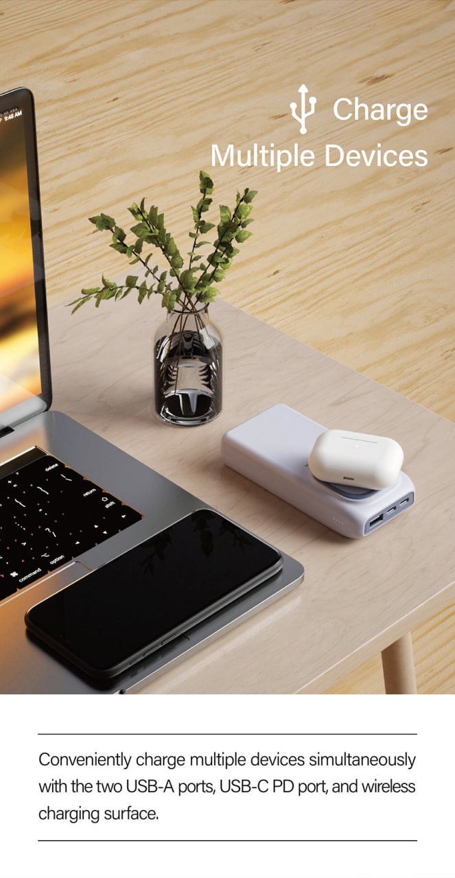 Pin sạc dự phòng không dây Mipow 20.000 mAh 18W Power Cube