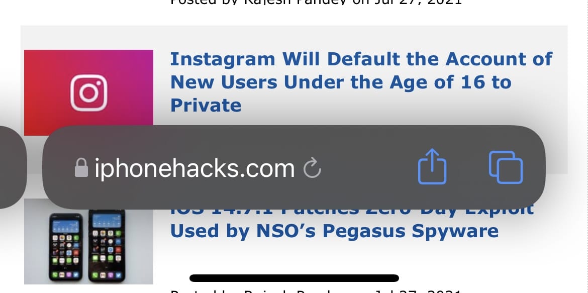 Safari trên iOS 15 beta 4