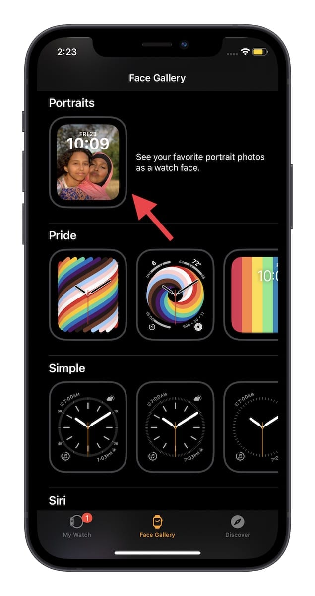 Đặt mặt đồng hồ chân dung